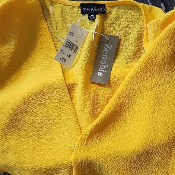 BRAND NEW ZENOBIA TOP CURVY V-NECK RUFFLE SLEEVE WOMEN'S BLOUSE - Picture 12 of 13